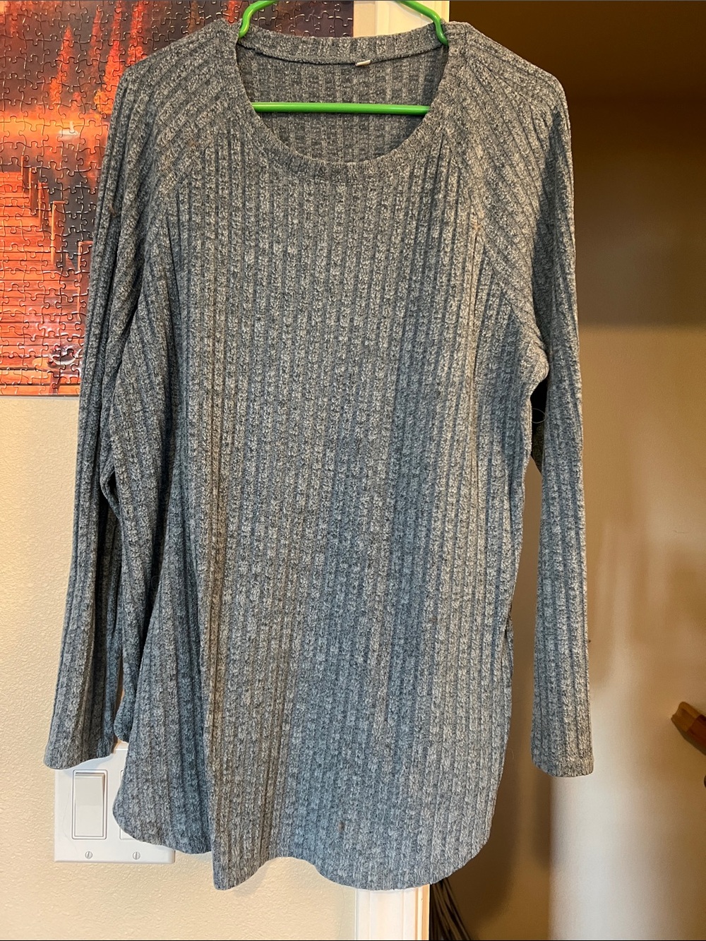 Women’s Ribbed Long-Sleeve Sweater - Gray